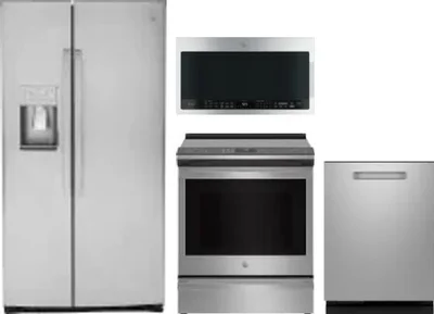 4 Piece Package Includes Refrigerator, Range, Microwave And Dishwasher